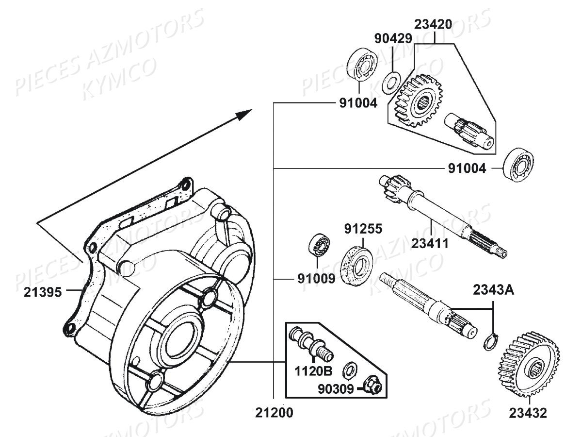 Transmission KYMCO Pieces AGILITY 50 NAKED RENOUVO 2T EURO2 (KE10BF/KE10BJ)