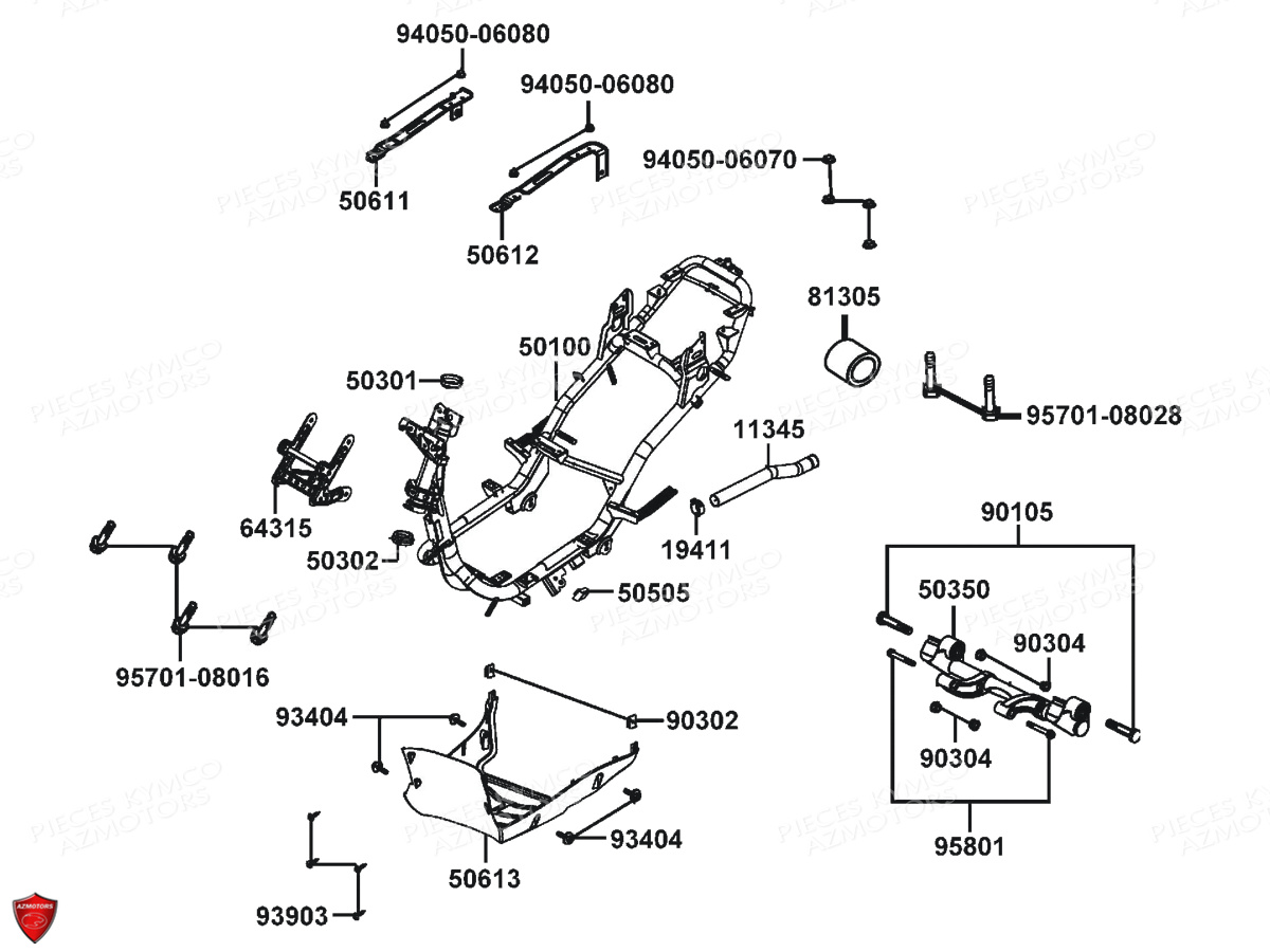 Chassis KYMCO Pieces AGILITY VEHIPOSTE 50 4T EURO2 (KG10DA/KG10DH)