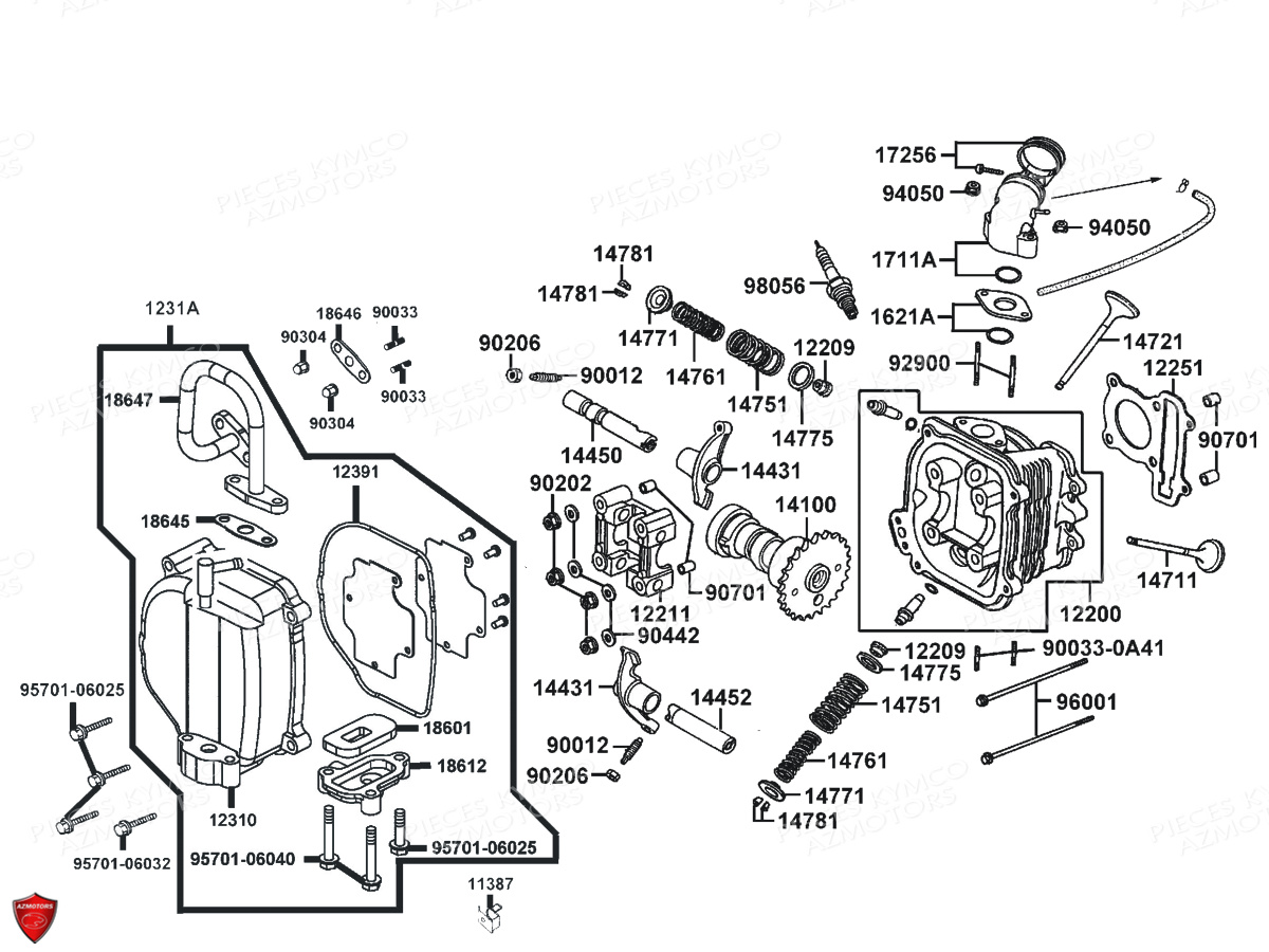 Culasse KYMCO Pieces AGILITY VEHIPOSTE 50 4T EURO2 (KG10DA/KG10DH)
