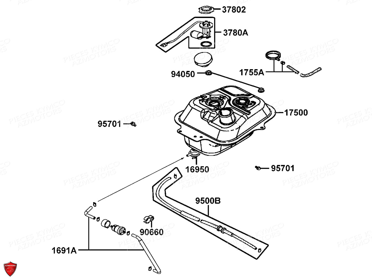 Reservoir A Carburant KYMCO Pieces AGILITY VEHIPOSTE 50 4T EURO2 (KG10DA/KG10DH)