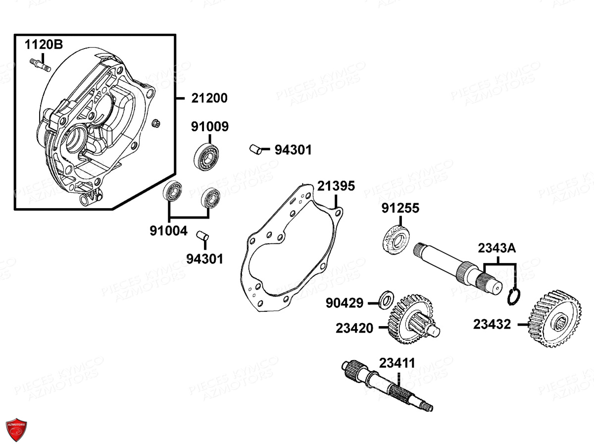 Transmission KYMCO Pieces AGILITY VEHIPOSTE 50 4T EURO2 (KG10DA/KG10DH)