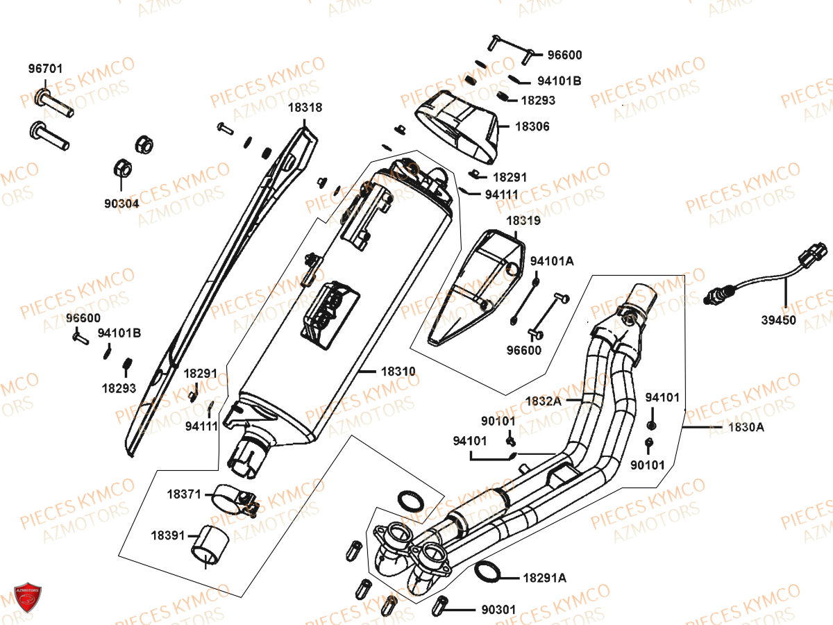 Echappement KYMCO AK 550 4T EURO 4 (SAA1AA)