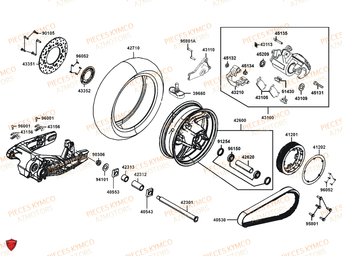 Roue Arriere KYMCO AK 550 4T EURO 4 (SAA1AA)