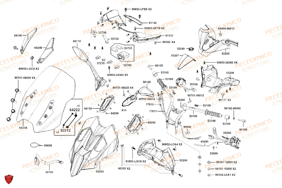 GUIDON KYMCO Pièces scooter AK 550 4T PREMIUM EURO5 (SBA1BA)