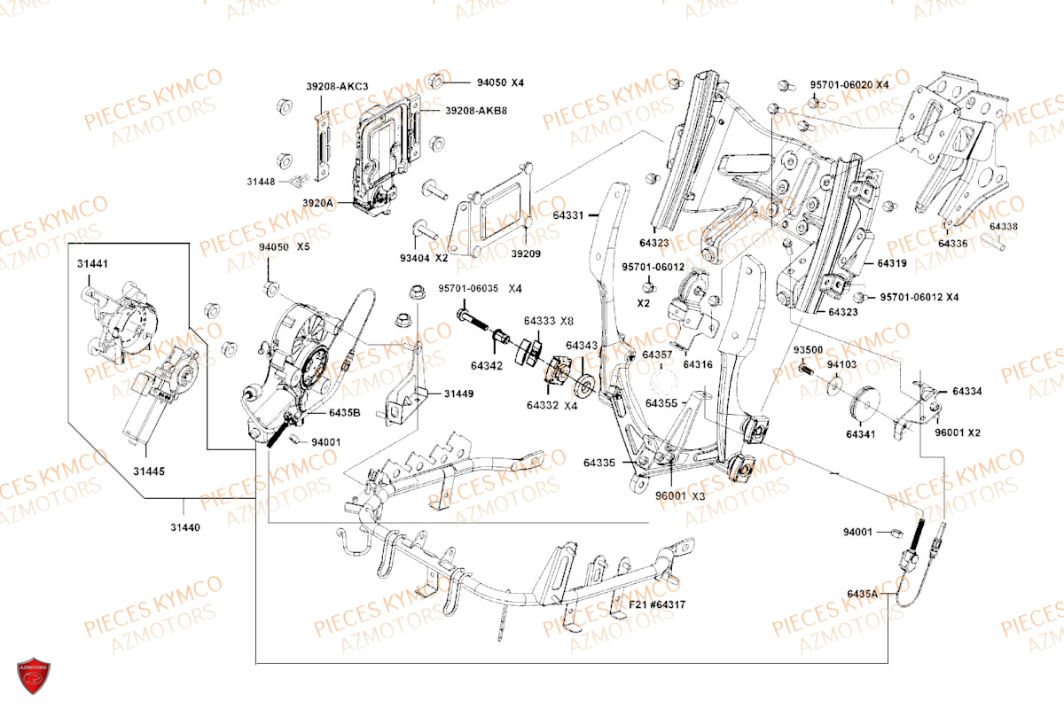 SUPPORT SAUT DE VENT KYMCO AK 550 EURO5 PREMIUM