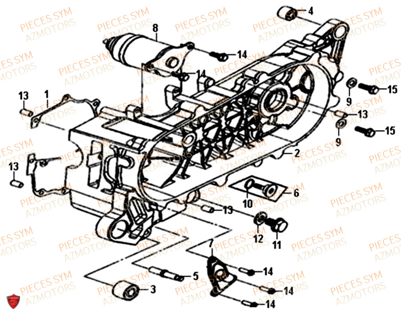 Carter Moteur Gauche SYM Pièces ALLO 50 - AJ05WA-EU (2018-2020)
