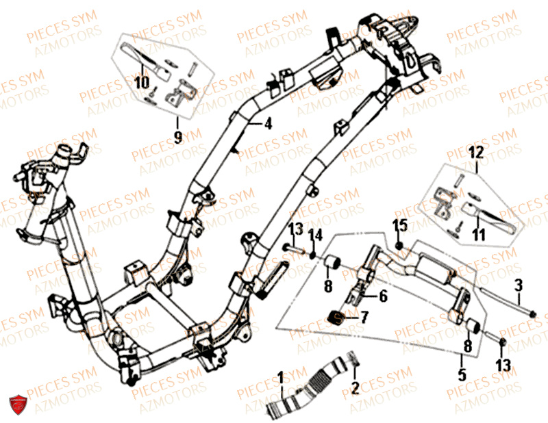 Chassis SYM Pièces ALLO 50 - AJ05WA-EU (2018-2020)