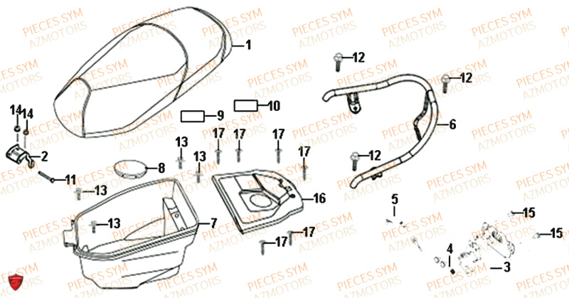 Selle SYM Pièces ALLO 50 - AJ05WA-EU (2018-2020)