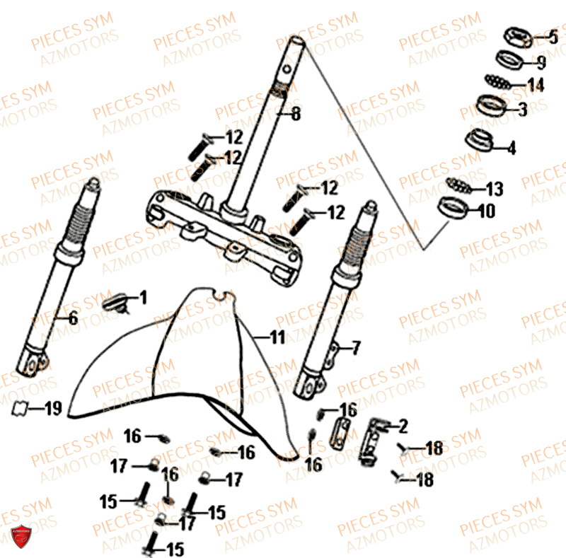 Te De Fourche SYM Pièces ALLO 50 - AJ05WA-EU (2018-2020)