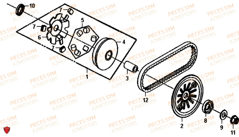 Variateur SYM Pièces ALLO 50 - AJ05WA-EU (2018-2020)