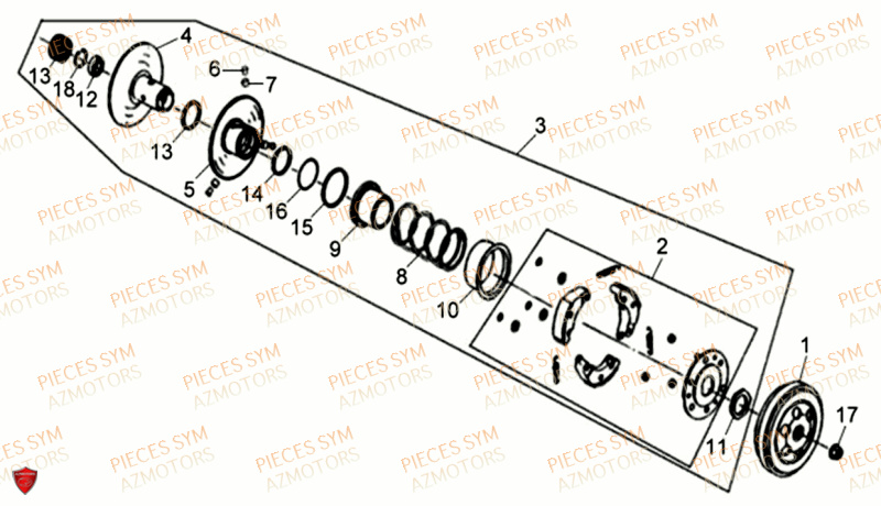 Embrayage SYM Pièces ALLO 50 GT 2014 - AJ05W8-EU