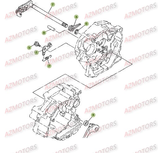 COMMANDE BOITE A VITESSES [2] AZMOTORS ALP 125 08