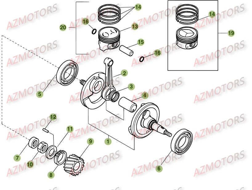Vilebrequin   Piston   Contre Arbre BETA Pièces ALP 200-[2014]