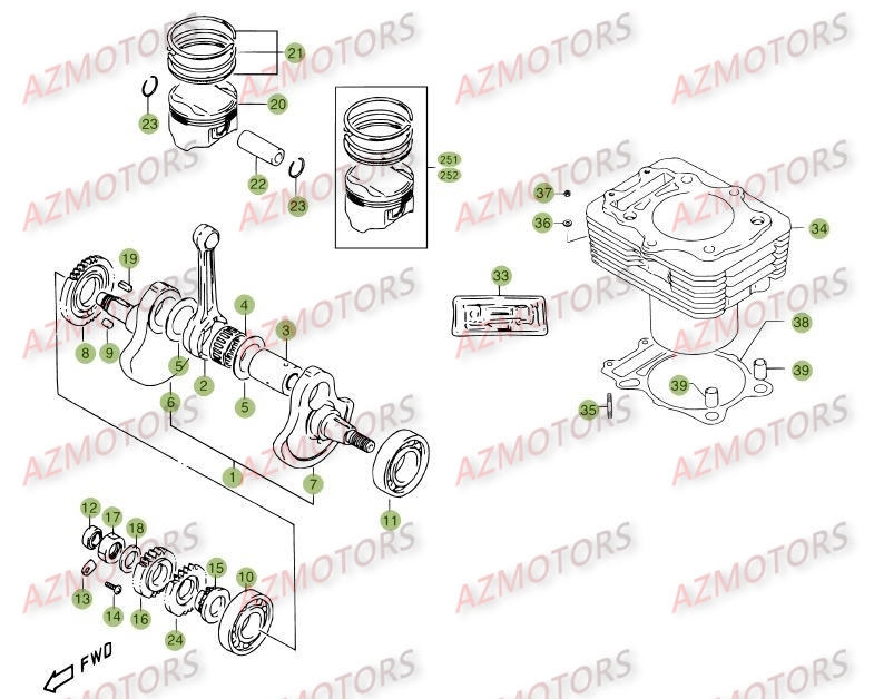 Vilebrequin   Piston   Contre Arbre BETA Pièces ALP 4.0 350cc [2014]