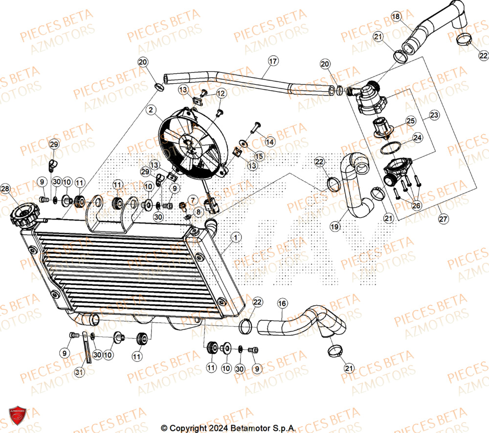 RADIATEUR BETA ALP X 350 4T 2025
