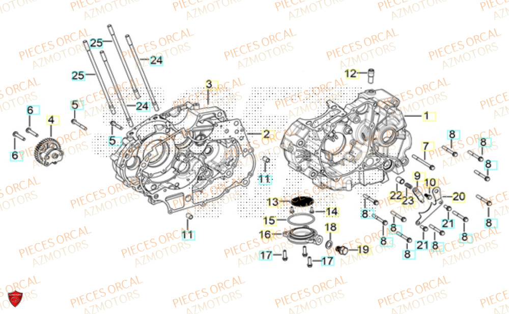 Carter Moteur  Pièces Orcal ALTIMO 125cc EURO5+