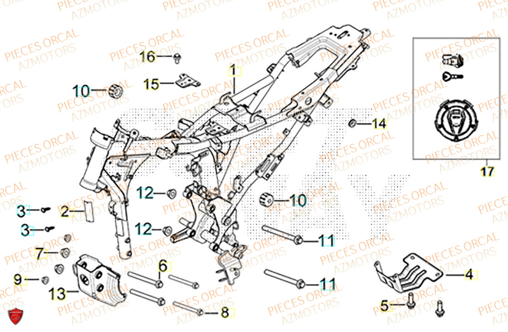 Chassis  Pièces Orcal ALTIMO 125cc EURO5+