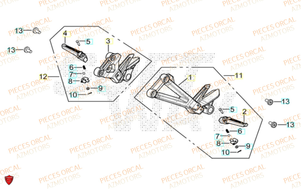 Repose Pied Arriere  Pièces Orcal ALTIMO 125cc EURO5+