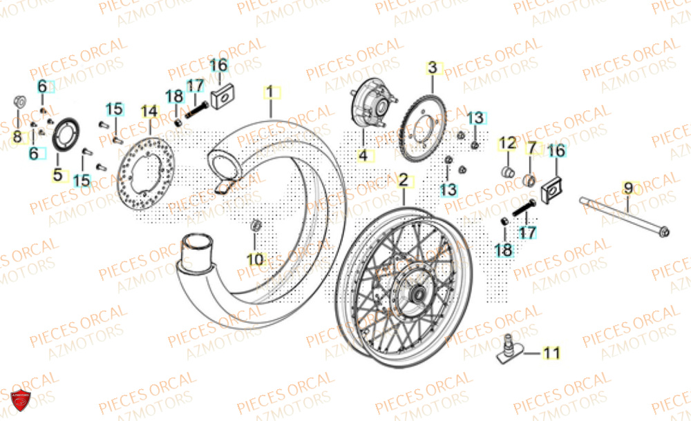 Roue Arriere  Pièces Orcal ALTIMO 125cc EURO5+
