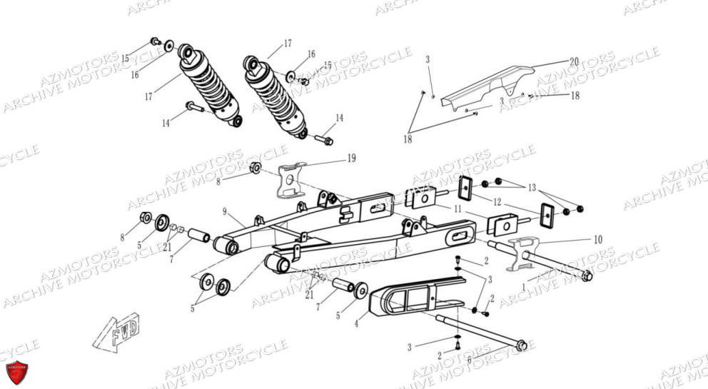 Bras Oscillant Amortisseurs ARCHIVE MOTO PIECE ARCHIVE BLACKPEARL 125cc EURO5