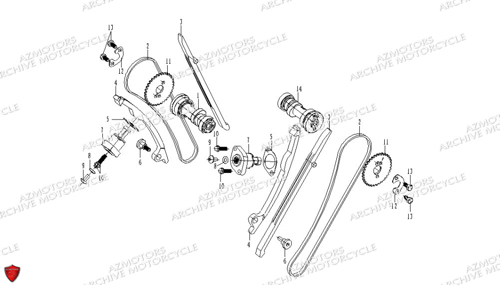 Distribution Arbres A Cames ARCHIVE MOTO PIECE ARCHIVE BLACKPEARL 125cc EURO5