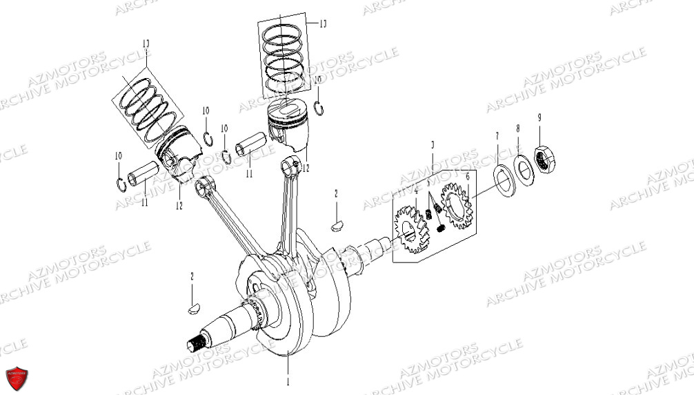 Embiellage Pistons ARCHIVE MOTO PIECE ARCHIVE BLACKPEARL 125cc EURO5