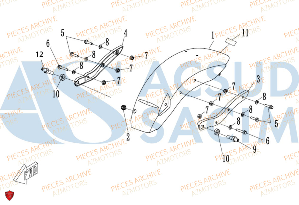 Garde Boue Arriere ARCHIVE MOTO PIECE ARCHIVE BLACKPEARL 125cc EURO5