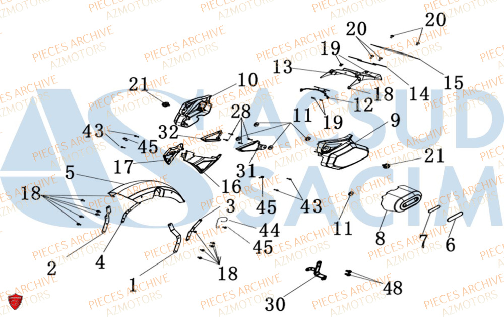 Garde Boue Avant ARCHIVE MOTO PIECE ARCHIVE BLACKPEARL 125cc EURO5