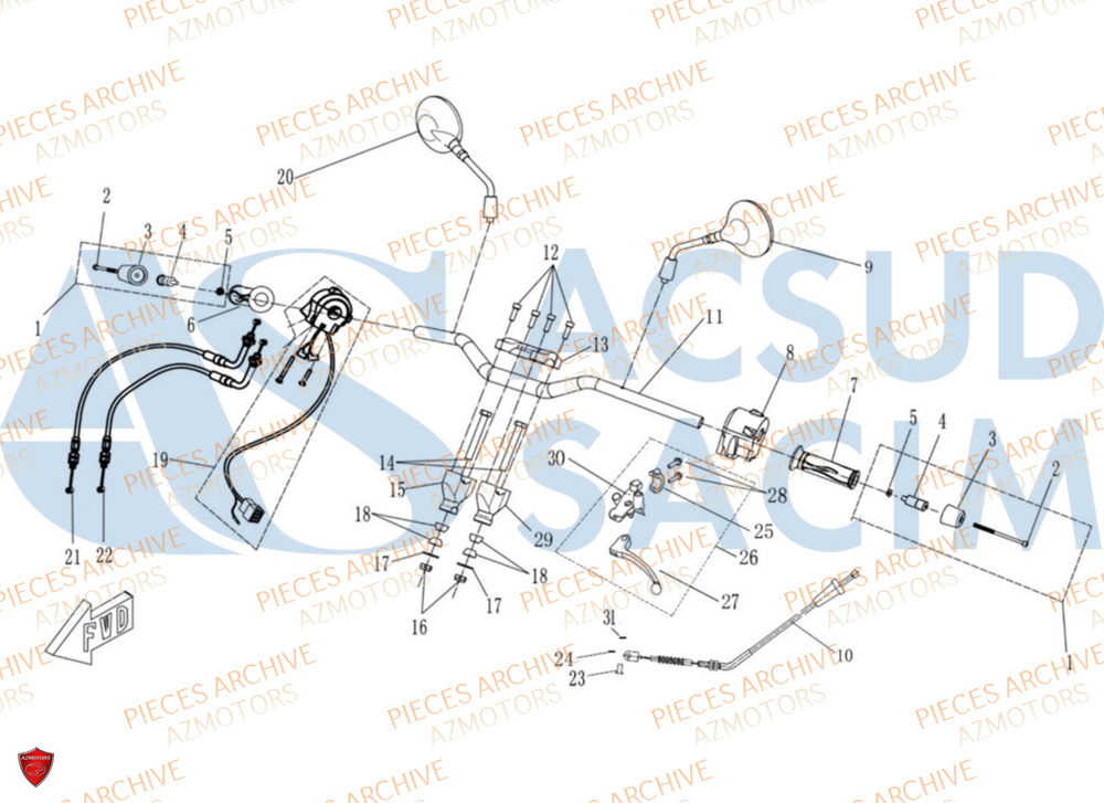 Guidon ARCHIVE MOTO PIECE ARCHIVE BLACKPEARL 125cc EURO5