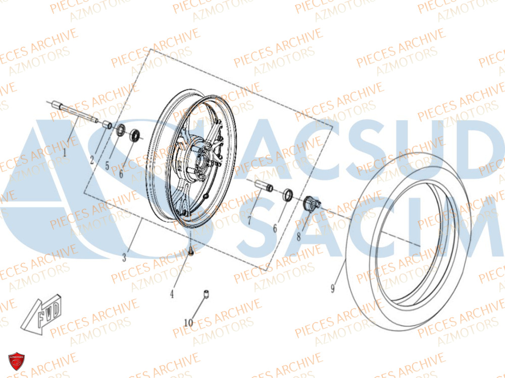 Roue Avant ARCHIVE MOTO PIECE ARCHIVE BLACKPEARL 125cc EURO5