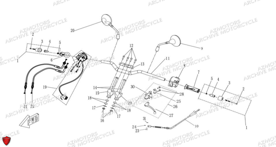 Systeme De Direction ARCHIVE MOTO PIECE ARCHIVE BLACKPEARL 125cc EURO5