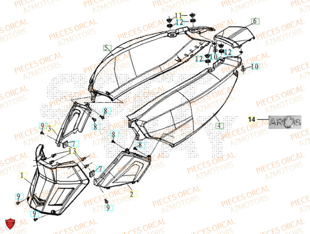 Carenage Arriere ORCAL Pièces Orcal ORCAL ARIOS 50 10" Euro 5+