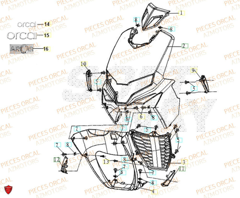 Face Avant ORCAL Pièces Orcal ORCAL ARIOS 50 10" Euro 5+