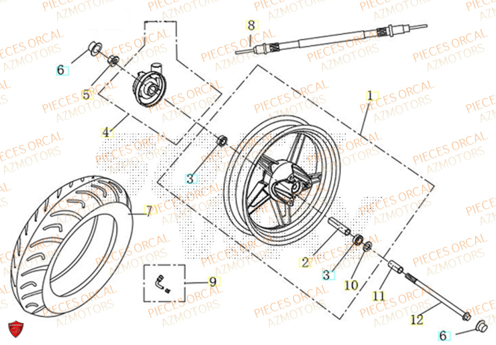 Roue Avant ORCAL Pièces Orcal ORCAL ARIOS 50 10" Euro 5+