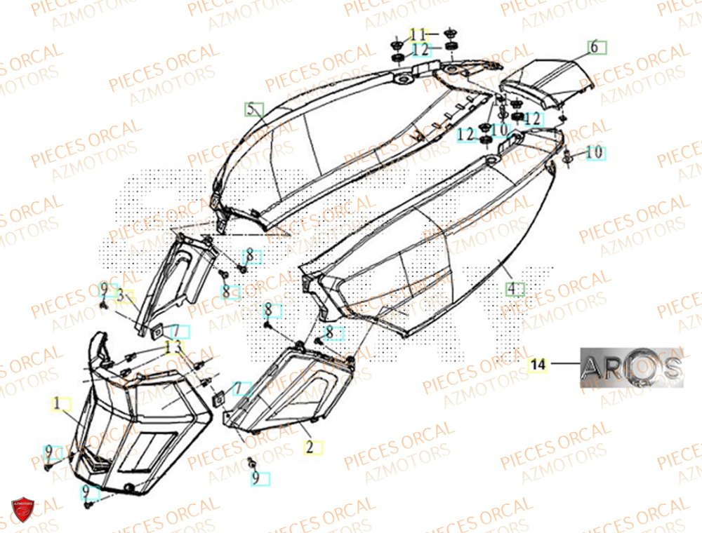 Carenage Arriere ORCAL Pièces Orcal ORCAL ARIOS 50 12" Euro 5+