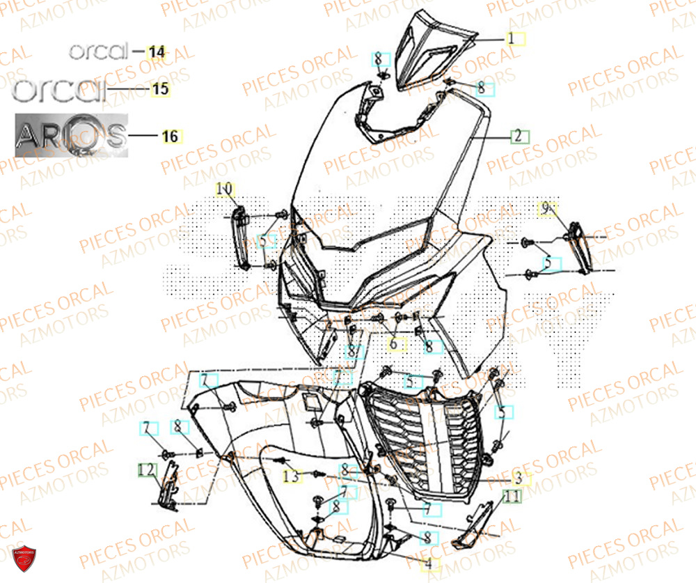 Face Avant ORCAL Pièces Orcal ORCAL ARIOS 50 12" Euro 5+