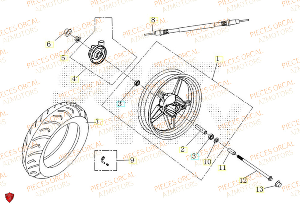 Roue Avant ORCAL Pièces Orcal ORCAL ARIOS 50 12" Euro 5+