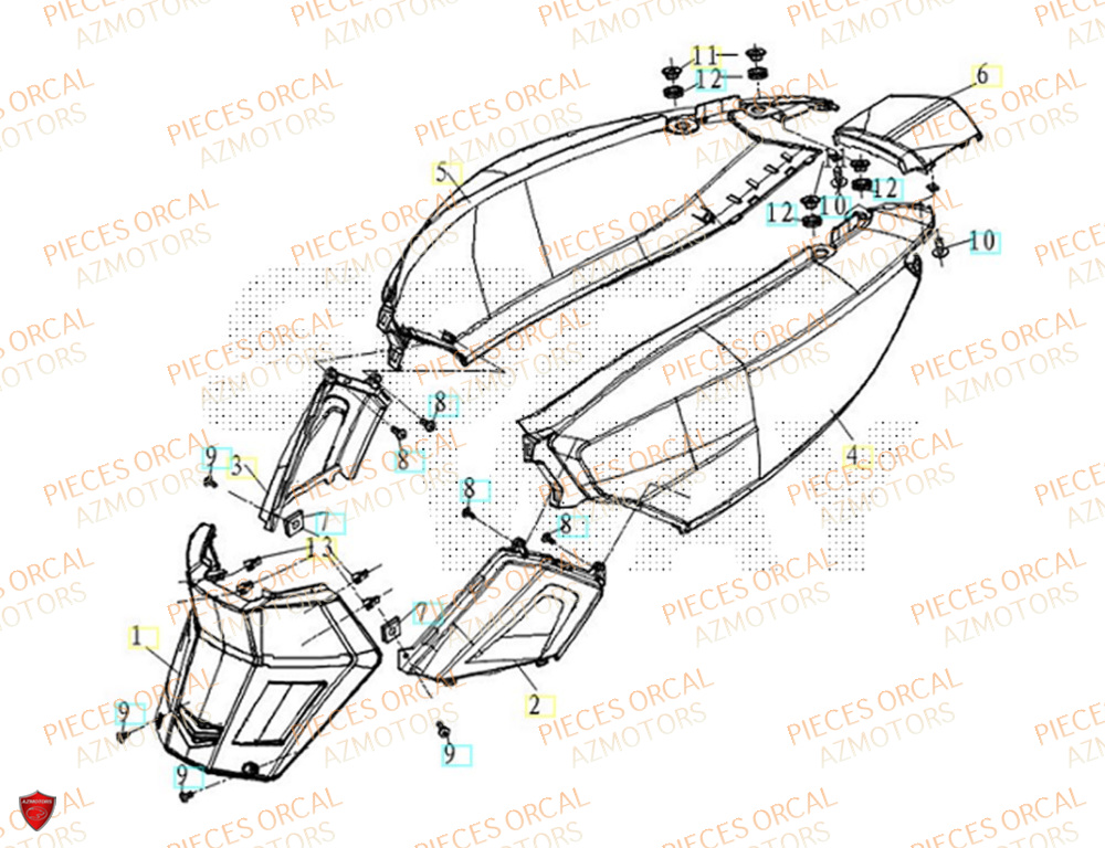 Carenage Arriere ORCAL Pièces Orcal ORCAL ARIOS-R 50 12" Euro 5+