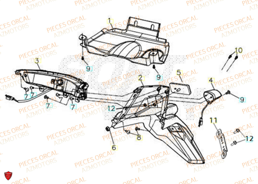 Eclairage Arriere ORCAL Pièces Orcal ORCAL ARIOS-R 50 12" Euro 5+