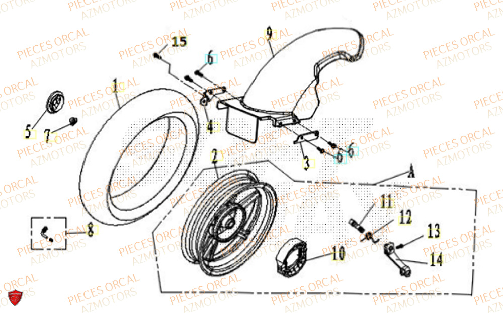 Roue Arriere ORCAL Pièces Orcal ORCAL ARIOS-R 50 12" Euro 5+