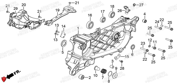 CARTER_MOTEUR_GAUCHE ORCAL Pièces ORCAL ARIOS + 125 Euro5 (2022)