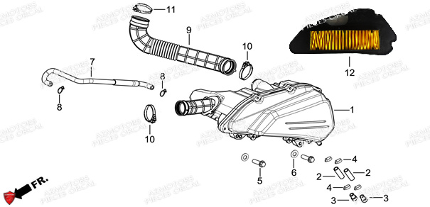 Filtre A Air Boite A Air ORCAL Pièces ORCAL ARIOS + 125 Euro5 (2022)