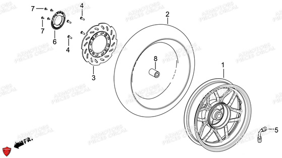 Roue Arriere ORCAL Pièces ORCAL ARIOS + 125 Euro5 (2022)