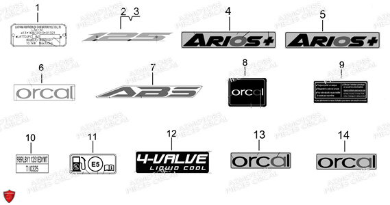 Stickers ORCAL Pièces ORCAL ARIOS + 125 Euro5 (2022)