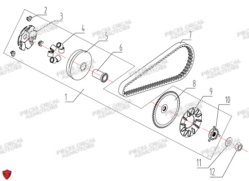 COURROIE DE TRANSMISSION pour ARIOS 50 4T 10 POUCES