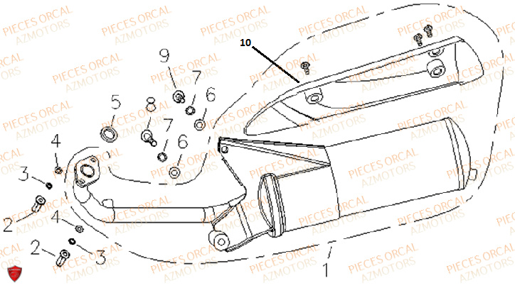 Echappement ORCAL Pièces Orcal ORCAL ARIOS 50 10" Euro 5