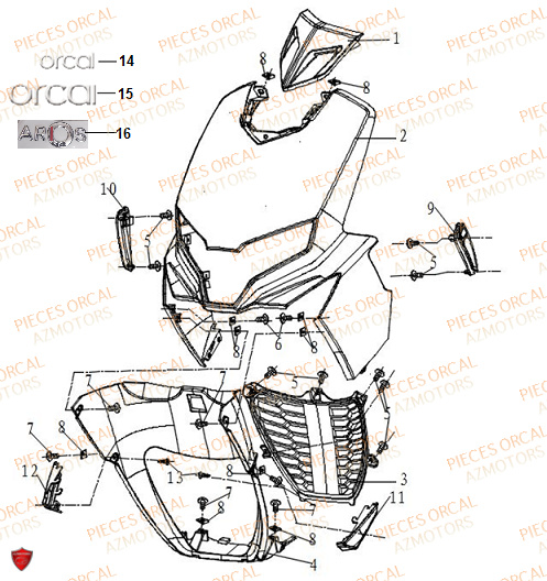 FACE AVANT ORCAL ARIOS 50 4T 10 POUCES