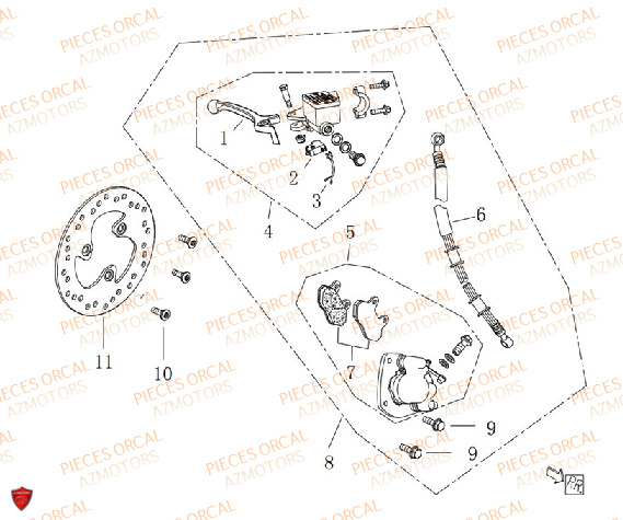 FREINAGE AVANT ORCAL ARIOS 50 4T 10 POUCES