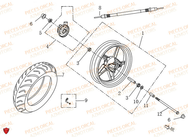 JANTE AVANT ORCAL ARIOS 50 4T 10 POUCES