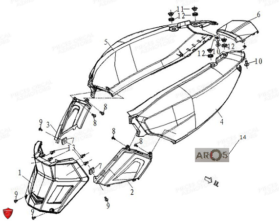 CARENAGES ARRIERE pour ARIOS 50 4T 12 POUCES